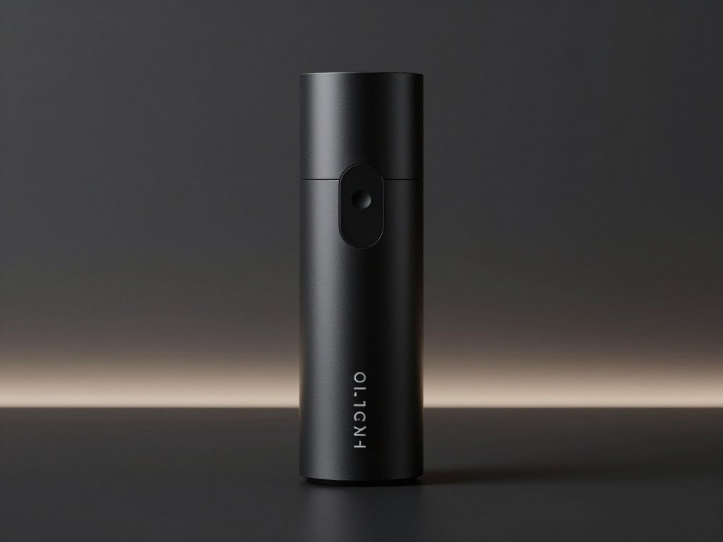 Compact modern cylindrical motorized stroker on a dark background