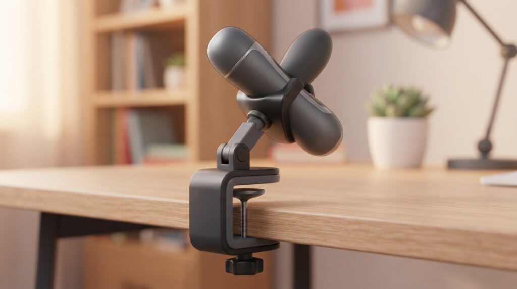Keon Table Clamp holding the stroker steady for hands-free use Keon Table Clamp holding the stroker steady for hands-free use