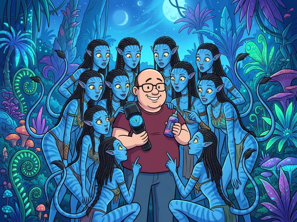 john james surounded by alien girls before trying new alien fleshlight