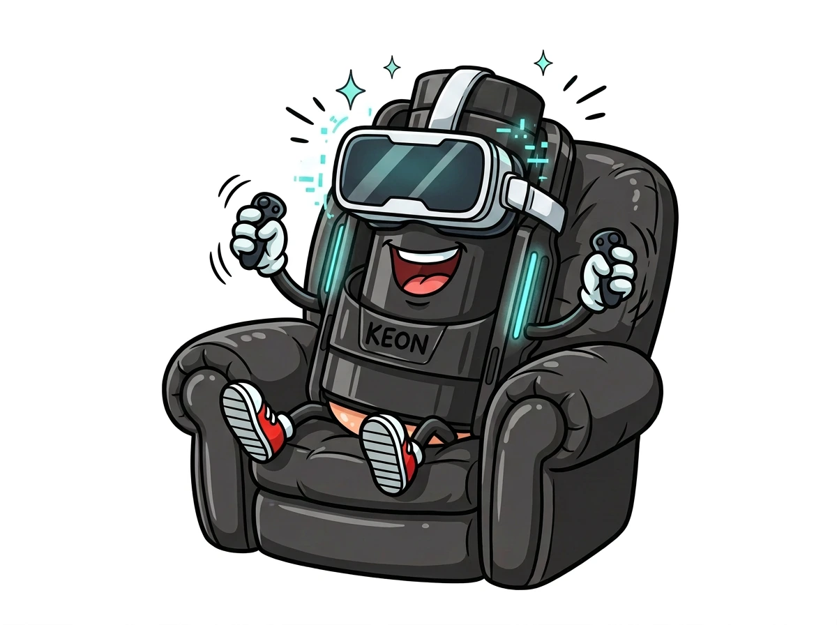 keon 2 device wearing vr gear cartoon