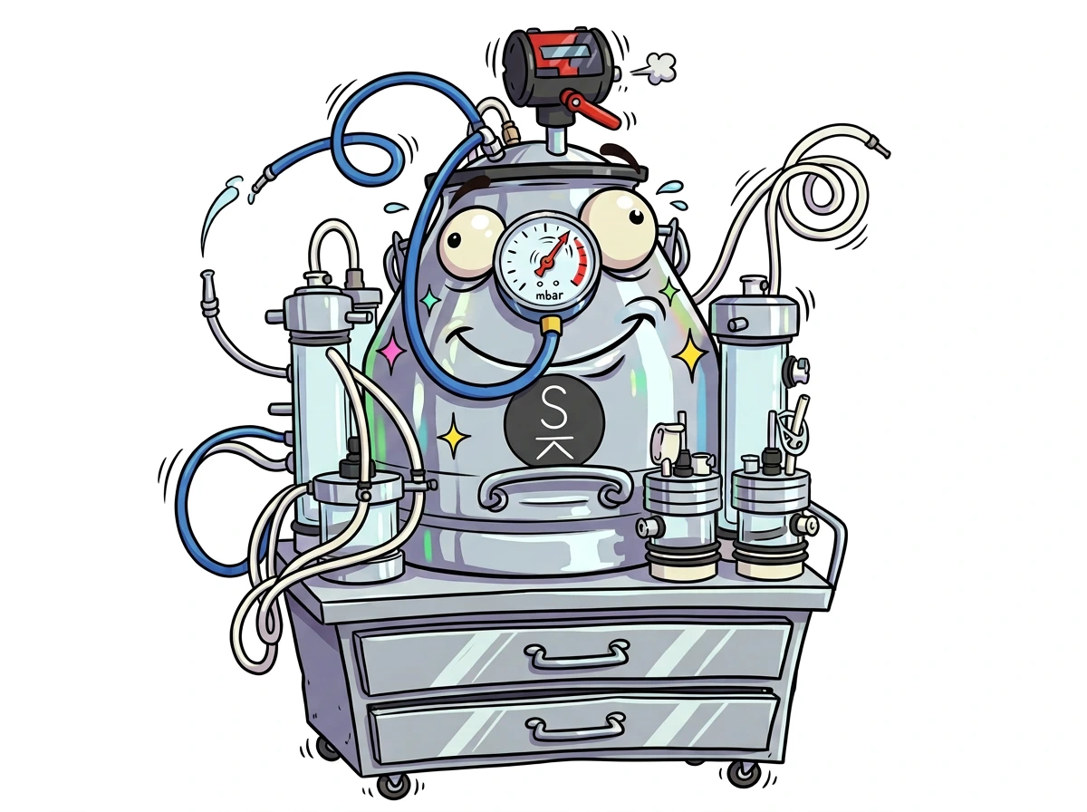 Serious Kit vacuum pump pulsator and cylinder laid out on a bench